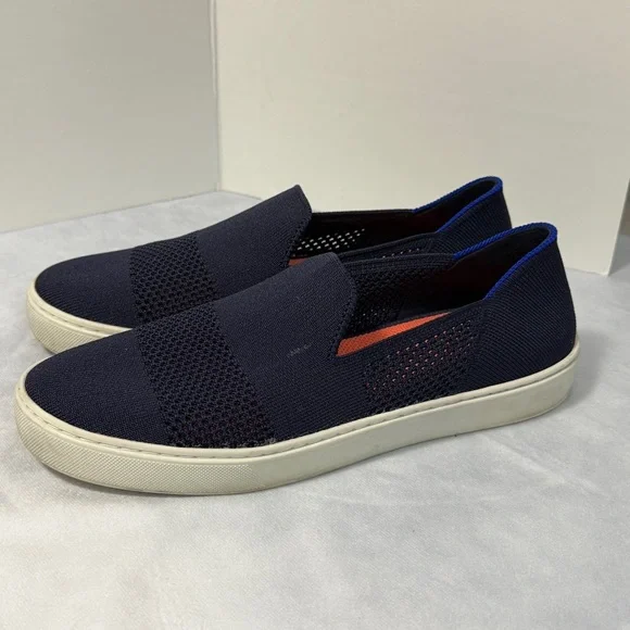 Rothy’s The Original Slip On Sneaker Maritime Lattice Stitch Navy Blue Size 8 - Picture 3 of 7